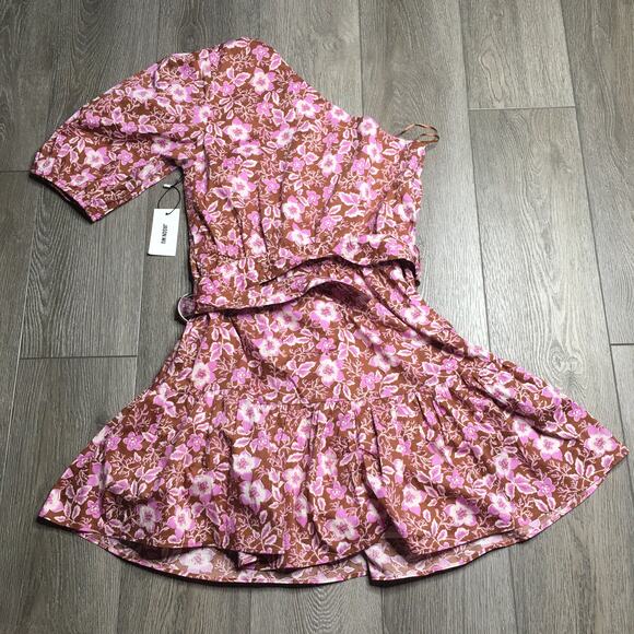 NWT Jason Wu Womens One Shoulder Belted Floral Mini Dress Lined Multicolor L - Picture 2 of 11